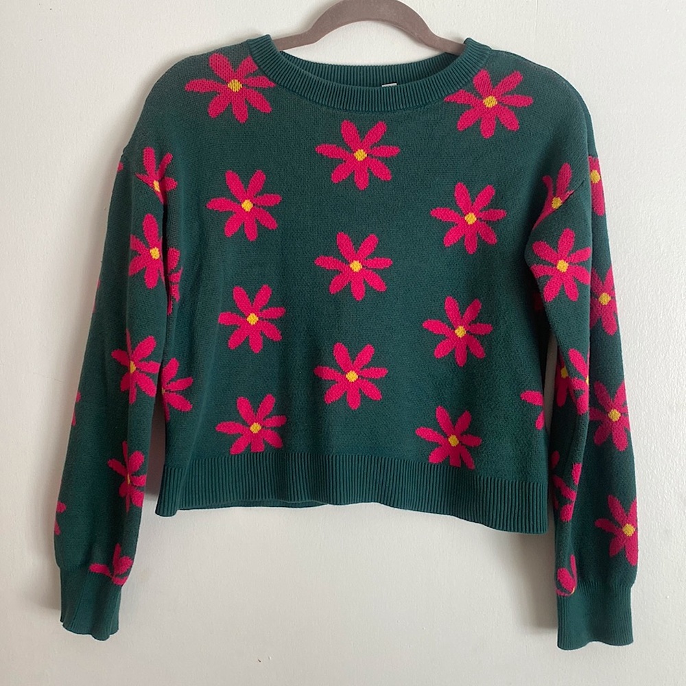 Gap Kids Print Itarsia Sweater in June Bug, Size XXL